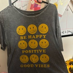 Caution To The Wind Graphic Tee, Be Happy Positive Good Vibes Size Girls M